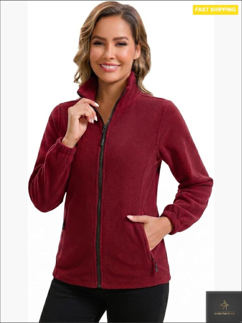 Women's Full Zip Polar Fleece Jacket Lightweight Warm with Pockets